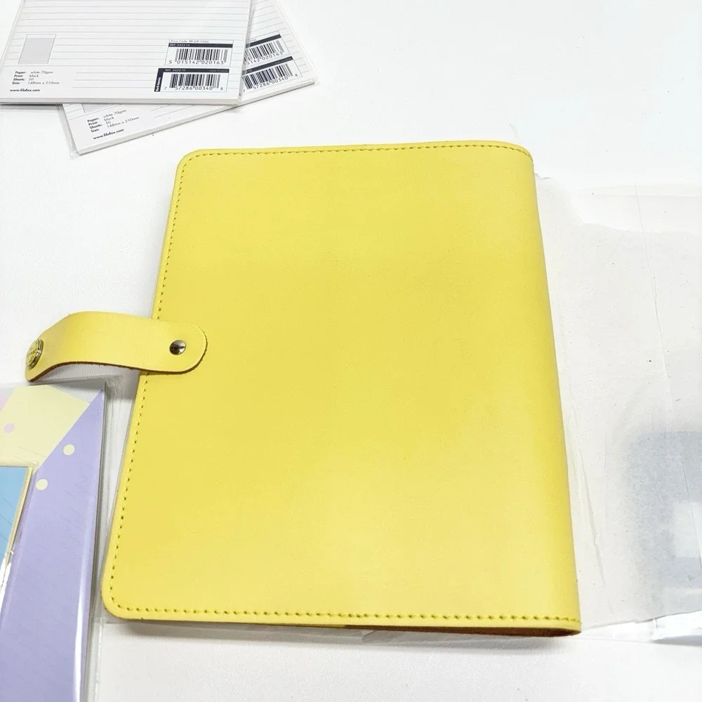 Filofax The Original A5 Leather Organiser Yellow Made in UK w/ Extras READ DESCR